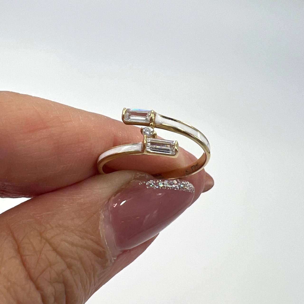 14K Yellow Gold Ring email white color elegant design for timeless everyday wear - Image 5