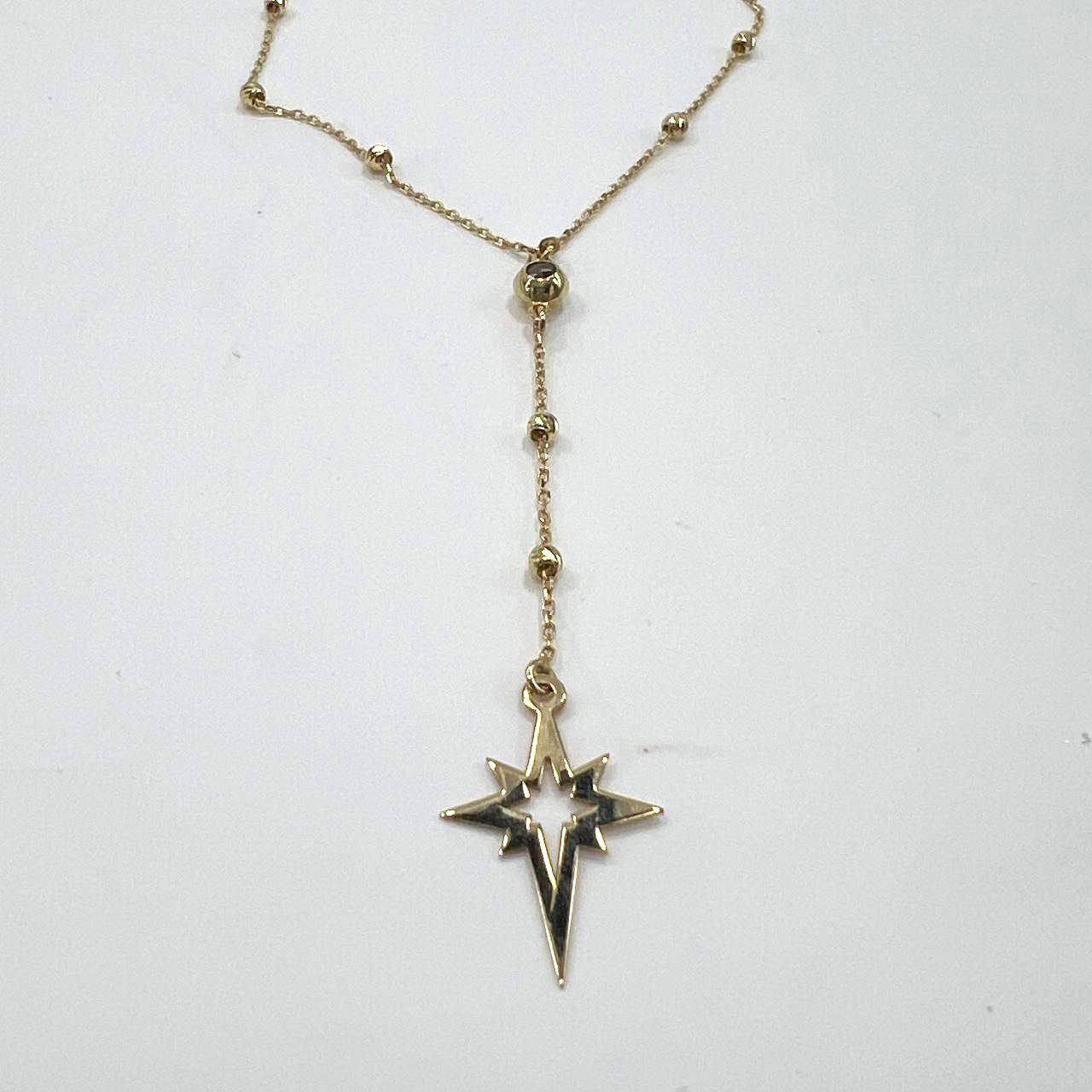 Charming 14K yellow gold necklace with a star design for daily wear good gift - Image 2