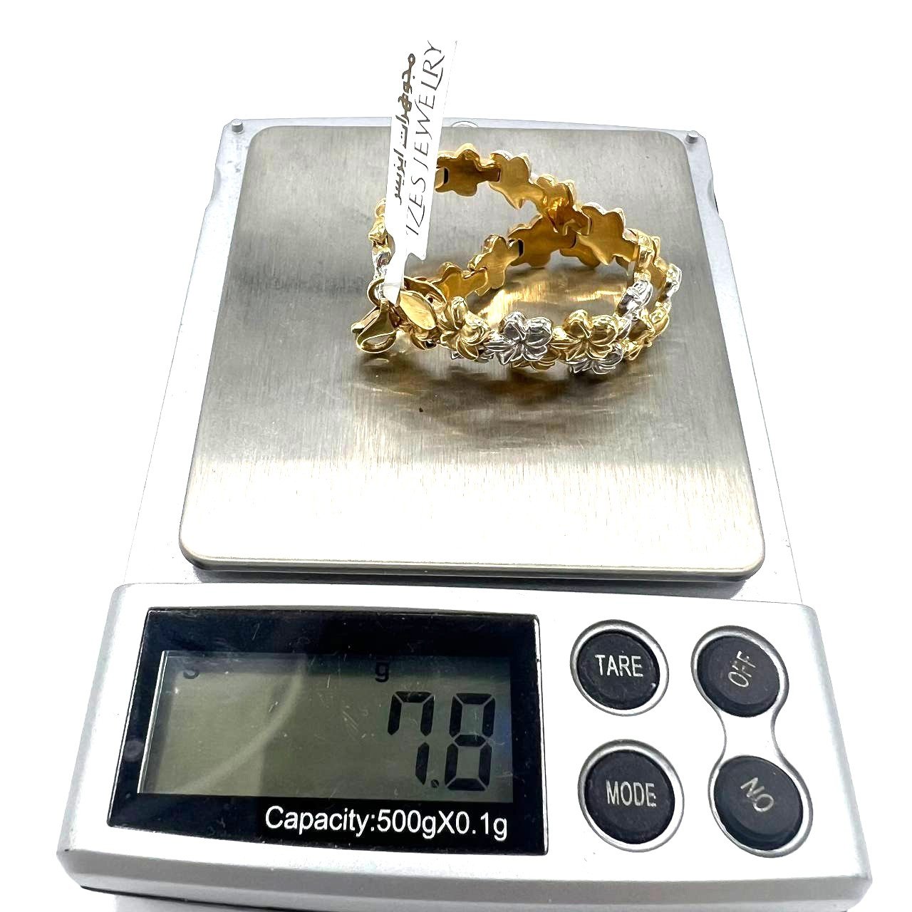 Beautiful & delicate 14K white &yellow gold bracelet with charming floral desgin - Image 7