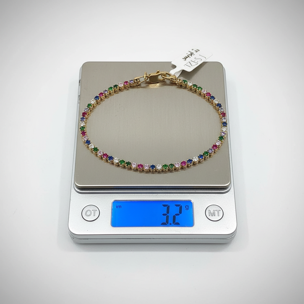 Izes 14K Gold Multi-Color Zircon Rainbow Tennis Bracelet Women Fine Jewelry - Image 4