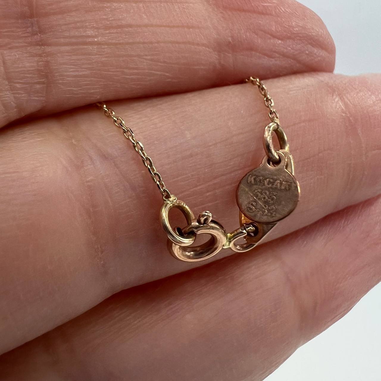 New Elegant 14K Solid Gold Italian Necklace – Double Heart Pendant with CZ 3.3g - Image 4