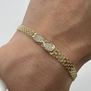 New 14K Gold Chain Infinity Bracelet CZ Women’s Italian Jewelry Gift Stamp 5.5gr
