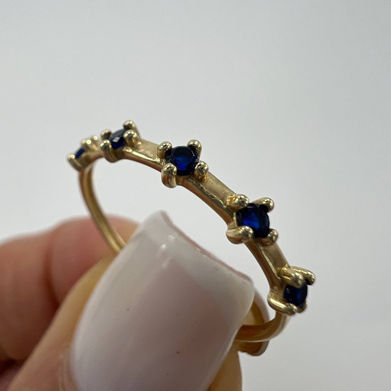 New 14K Solid Gold Ring Women’s Fine Jewelry Blue Gemstone Italy Gift Size 7 - Image 8