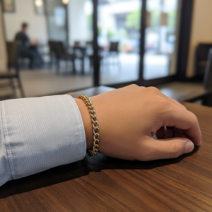 14K Two-Tone Gold Bracelet - Solid Rounded Link Chain - Yellow White Gold