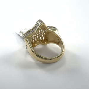 14K Solid Yellow Gold 3D Star Ring | CZ Diamond Accent Textured Statement Jewelry