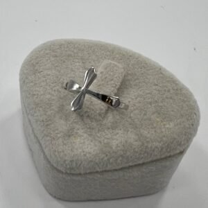 New 14K Solid White Gold Ring Italy  Polished Cross Design 1.4g Size 6.25g