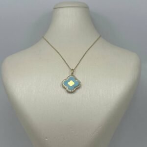 New Elegant 14K Solid Gold Necklace – Italian Double Heart Pendant with CZ 2.9g