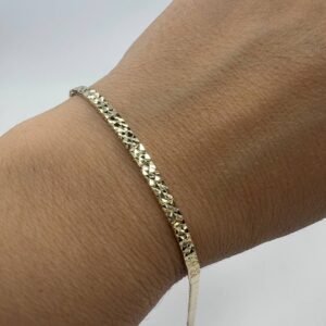 New Elegant 14K Solid Gold Italian Bracelet – Diamond-Cut Design 3.8g, 18cm