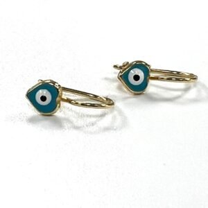 New 14K Yellow Gold Eye-Shaped Earrings, Elegant and Stylish