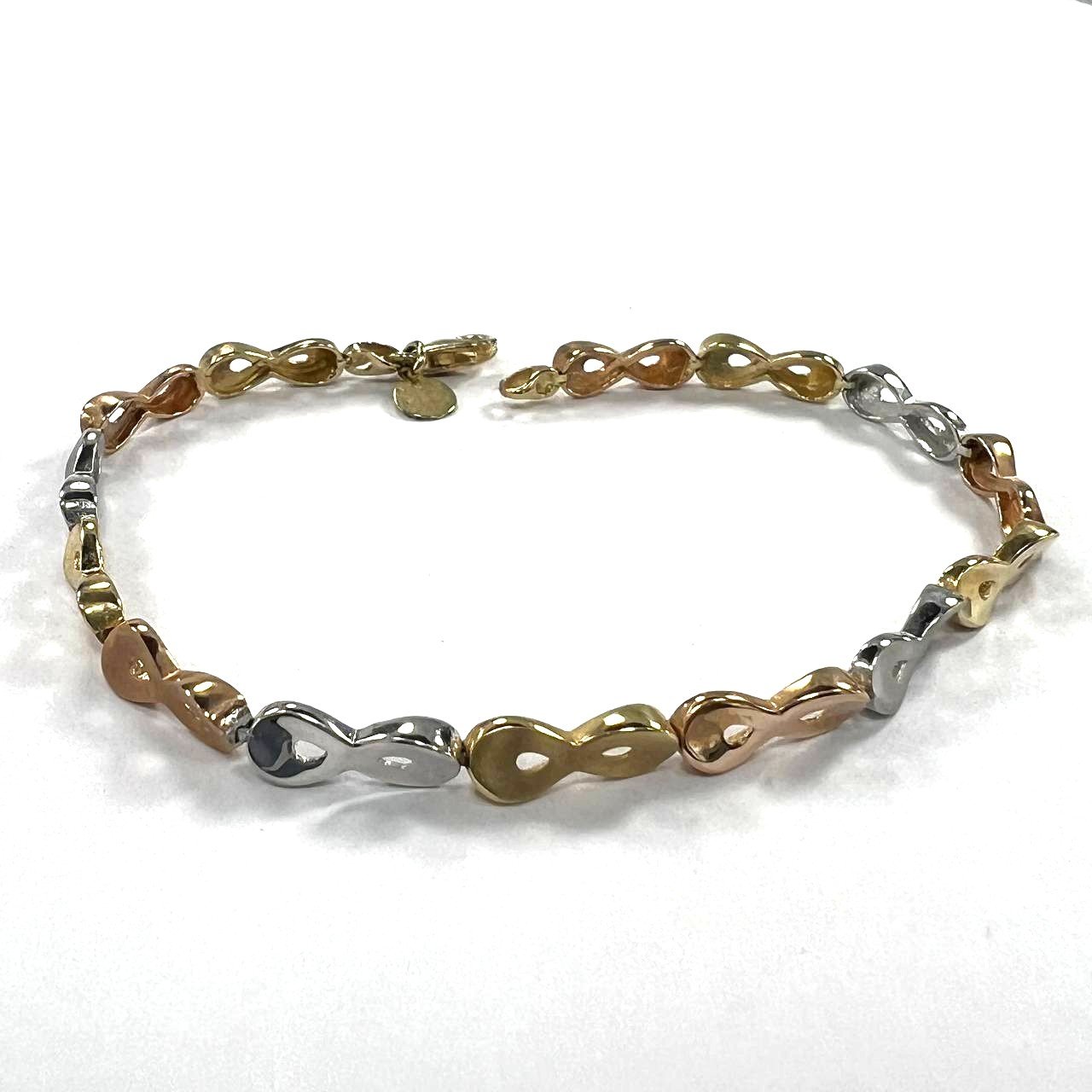 Infinity bracelet crafted yellow, white & rose gold, soft, elegant, and timeless - Image 3
