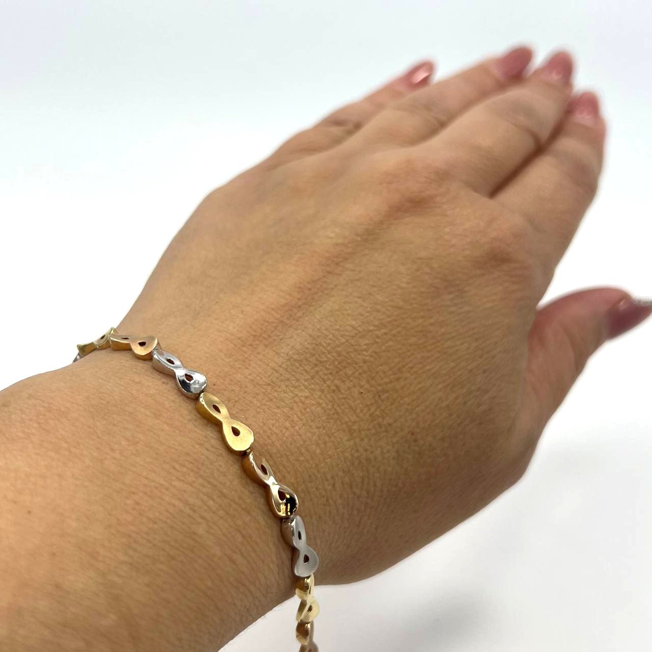 Infinity bracelet crafted yellow, white & rose gold, soft, elegant, and timeless - Image 8
