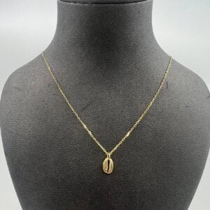 New14K Solid Gold Cowrie Shell Pendant Necklace – Elegant Italian Design 2.1g