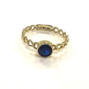 14K Yellow Gold Ring with blue Stone – Lightweight and Perfect for Daily Wear