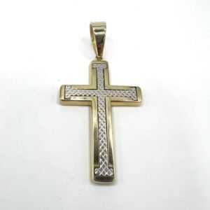 14K White & Yellow Gold Cross – elegant, unique design with timeless beauty.