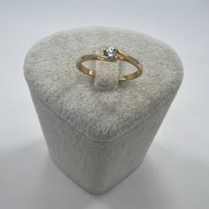 New Elegant 14K Solid Gold Solitaire Ring with Round CZ Stone Made in Italy 1.5g