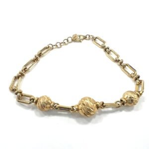 14K yellow gold bracelet with textured beads, stylish and perfect for daily wear