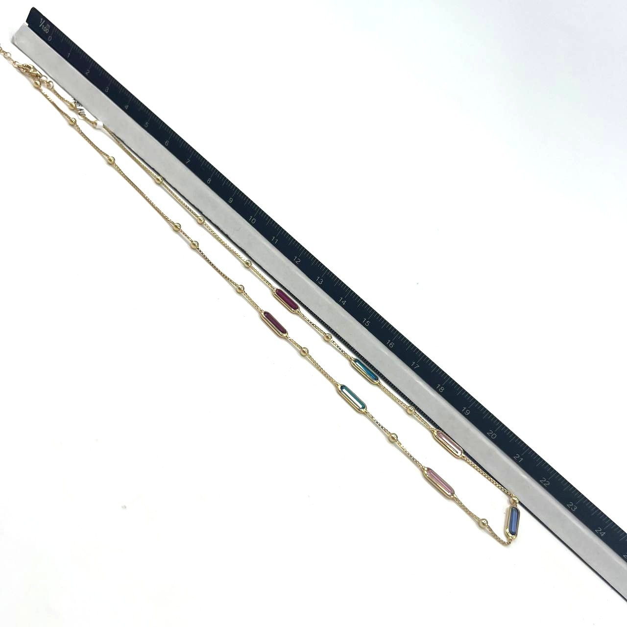 14K yellow gold necklace with elegant Colored stones, delicate and stylish - Image 6