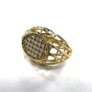 New Elegant 14K Solid Gold Ring with Zirconia – Special Italian Design, 2.8gr