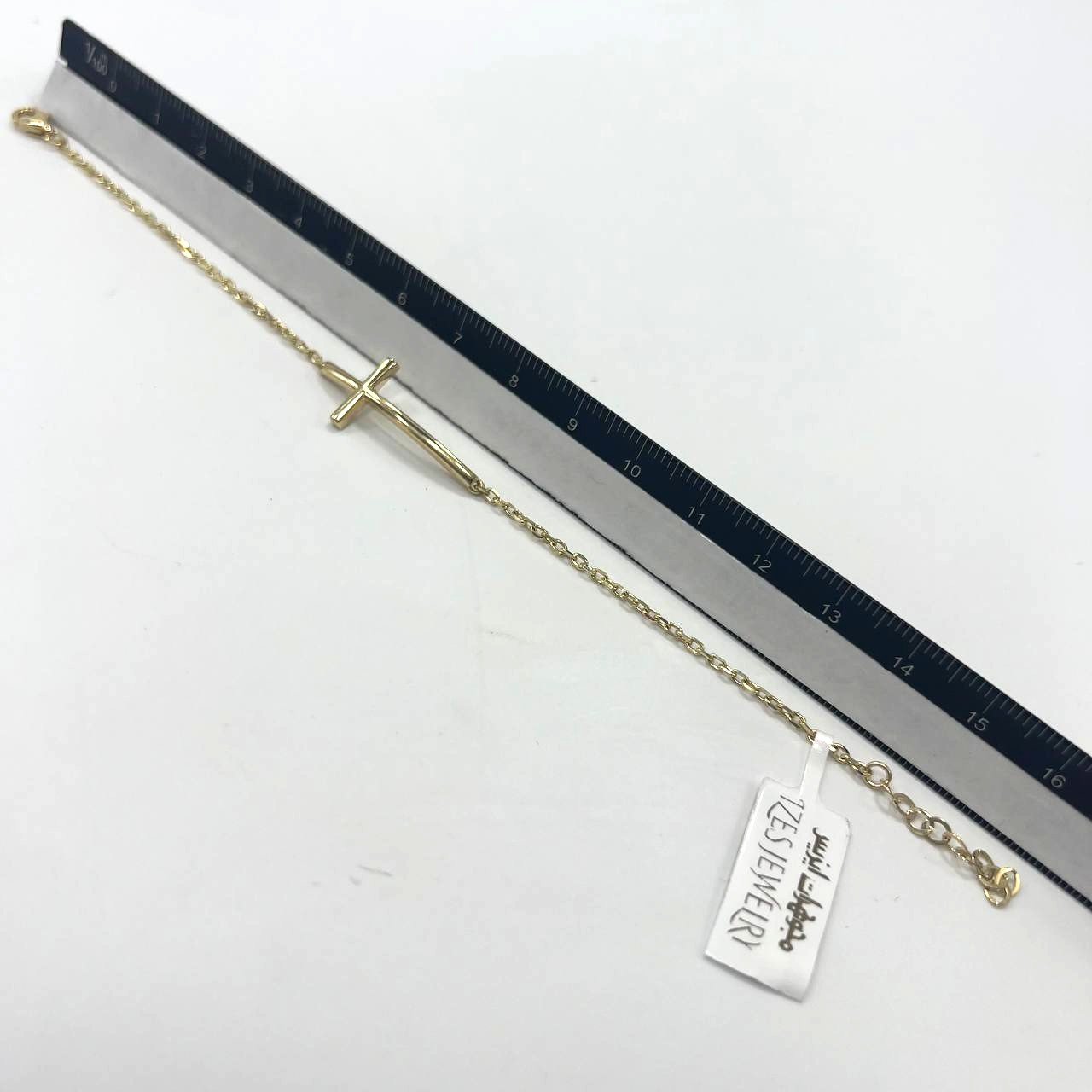 Elegant 14K yellow gold bracelet cross shape, timeless and refined design - Image 7