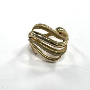 Unique 14K Yellow Gold Ring – Bold, Modern Twisted Design with Elegant Charm