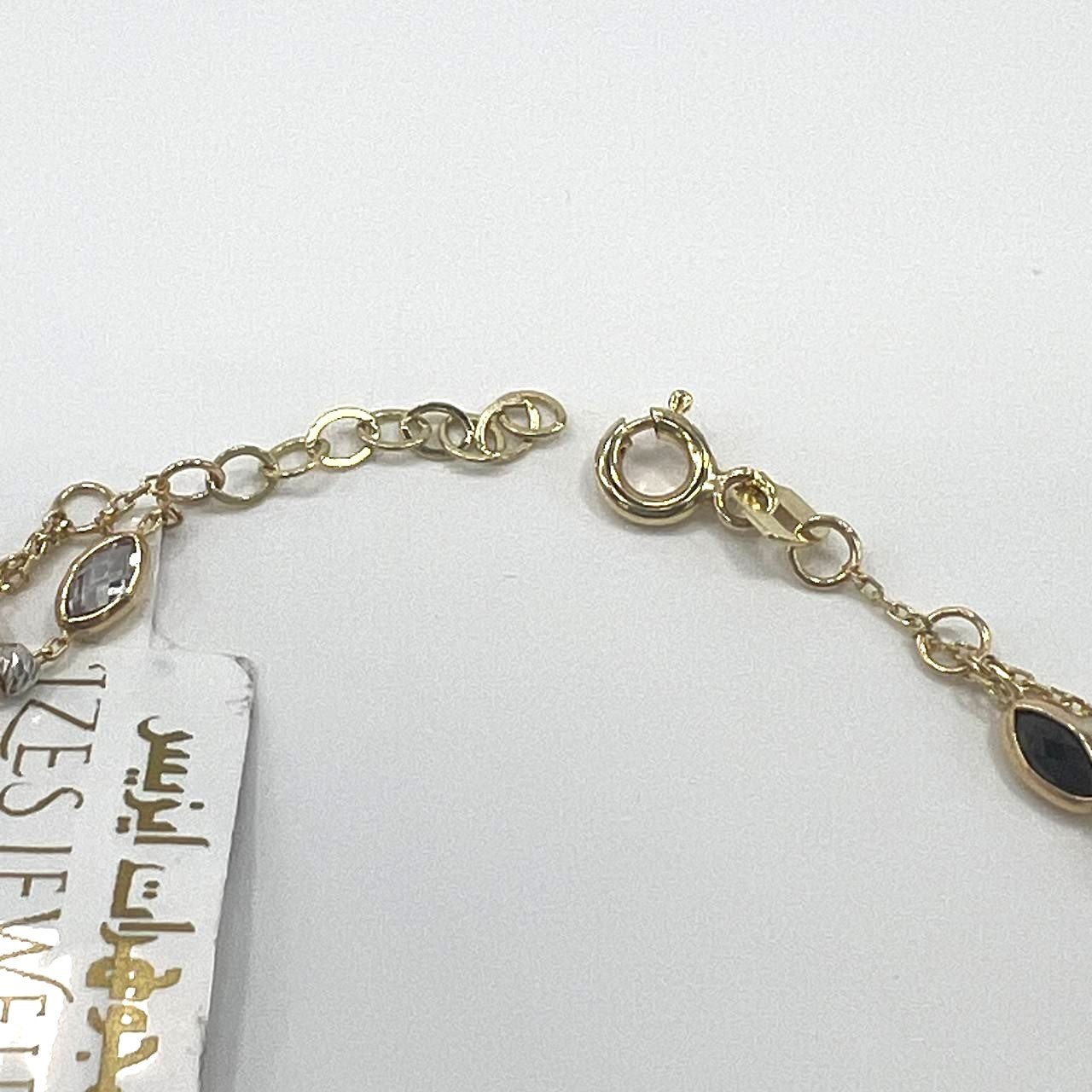 14K Tricolor Gold Layered Zircon Marquise Gemstone Necklace Adjustable - Image 6