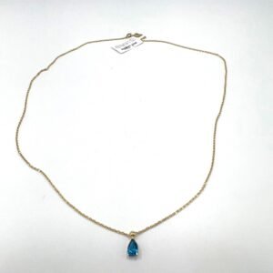 14K yellow gold necklace with a beautiful blue stone pendant elegant design