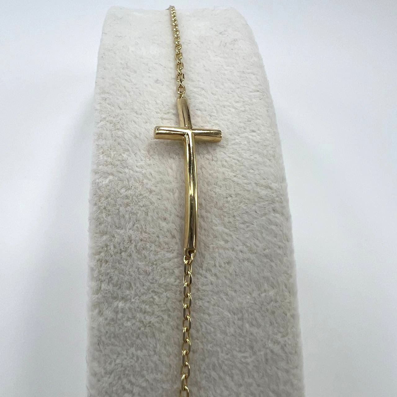 Elegant 14K yellow gold bracelet cross shape, timeless and refined design - Image 3