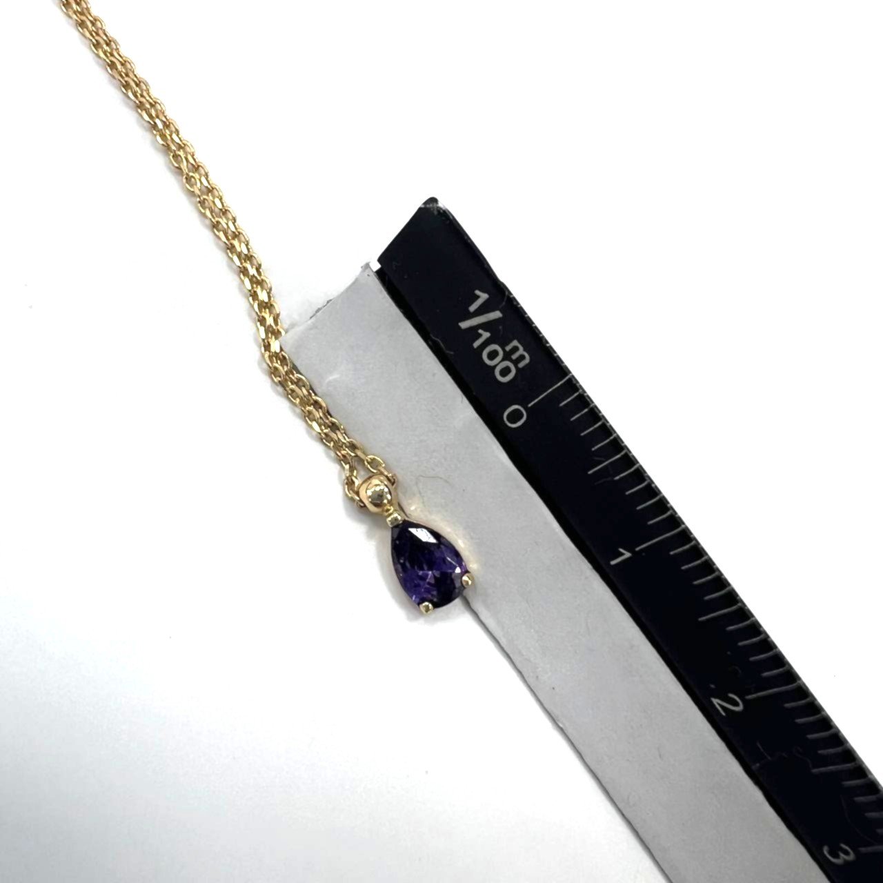 14K yellow gold necklace with a beautiful purple stone pendant elegant gift - Image 6