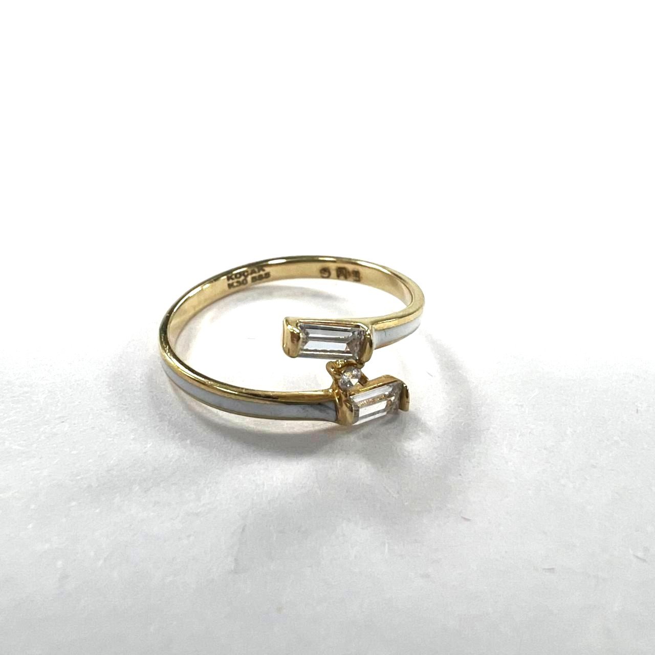 14K Yellow Gold Ring email white color elegant design for timeless everyday wear - Image 6