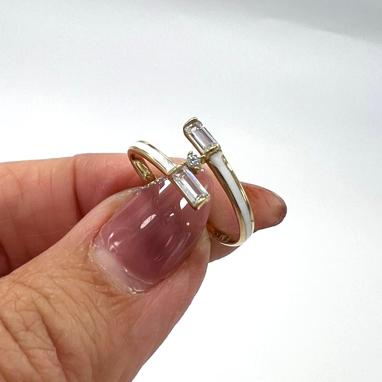 14K Yellow Gold Ring email white color elegant design for timeless everyday wear - Image 3