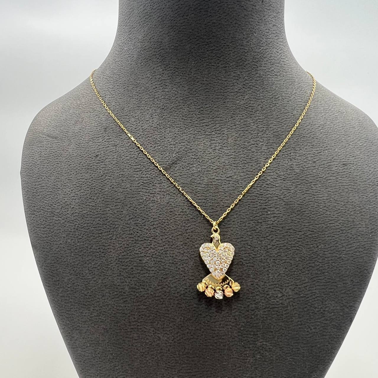 New Elegant 14K Solid Gold Heart Pendant Necklace – Italian Design 3.0g, 23cm - Image 2
