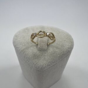 New 14K Solid Gold Ring 1.8g – Elegant Openwork Band with Stones, Made in Italy