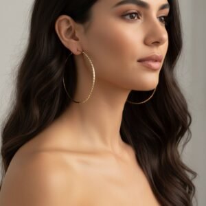 Solid 14K Yellow Gold Diamond Cut Hoop Earrings Lightweight Everyday Timeless