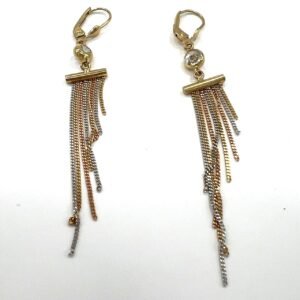 14K gold lightweight earrings in three colors: yellow, white, and rose