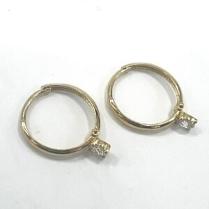 New Elegant 14K yellow gold earrings with Zircon bead delicate design