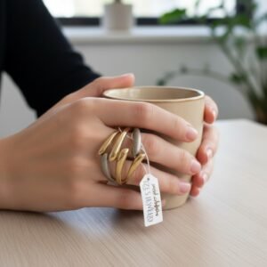 14K Yellow White Gold Textured Wrap Ring Modern Spiral Statement Women's Fine Jewelry