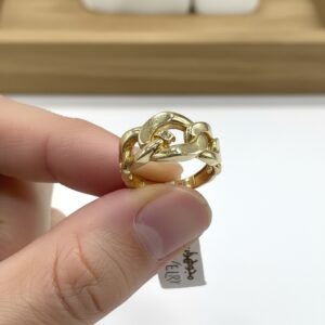 14K Yellow Gold Curb Chain Link Ring Women's Statement Band (585)