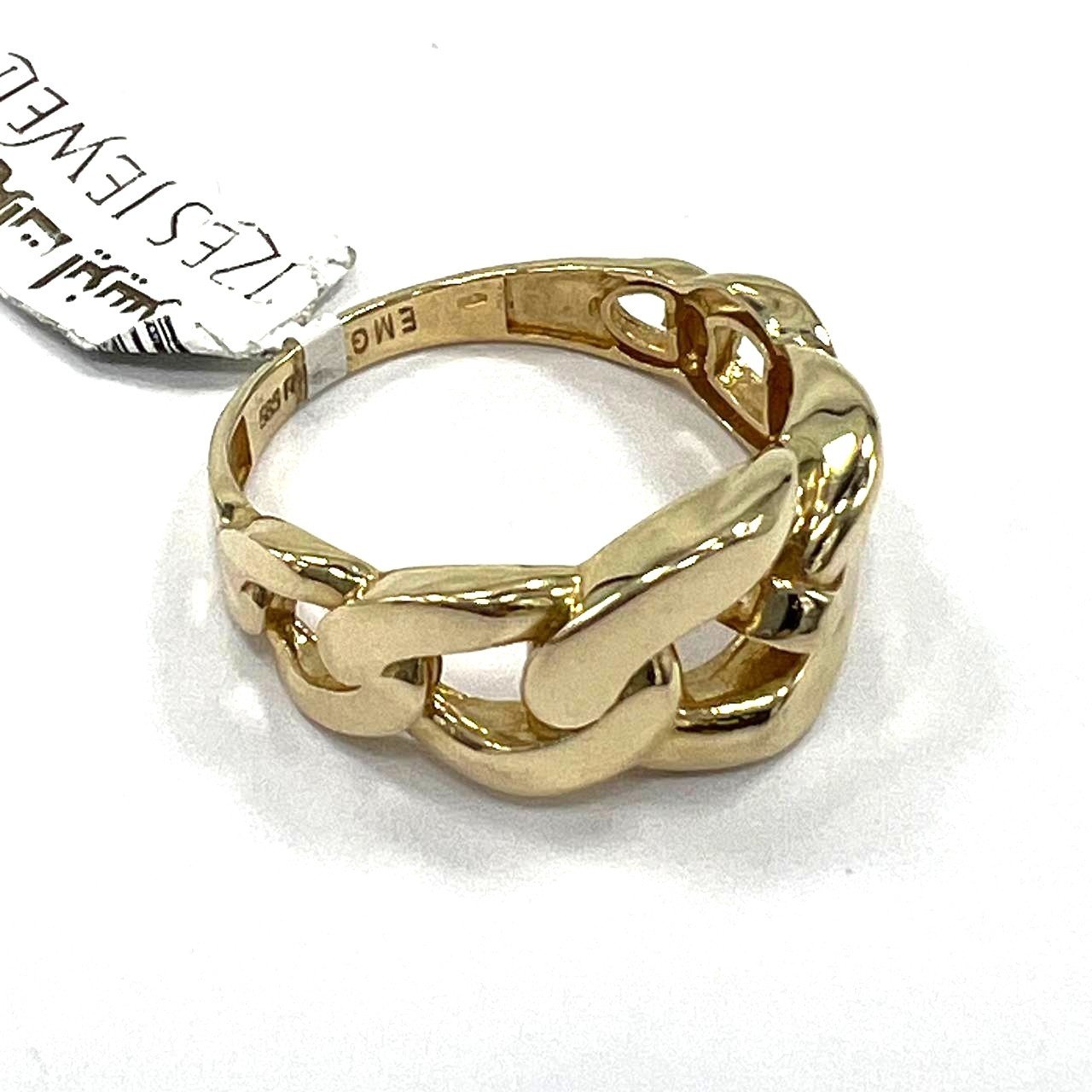 14K Yellow Gold Curb Chain Link Ring Women's Statement Band (585) - Image 8