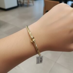 14K Yellow Gold Bangle Bracelet Hinged Knot Design Women's Fine Jewelry Gift