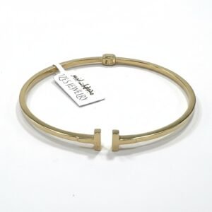 14K Yellow Gold Open Bangle Bracelet Women Minimalist Polished Cuff Fine Jewelry