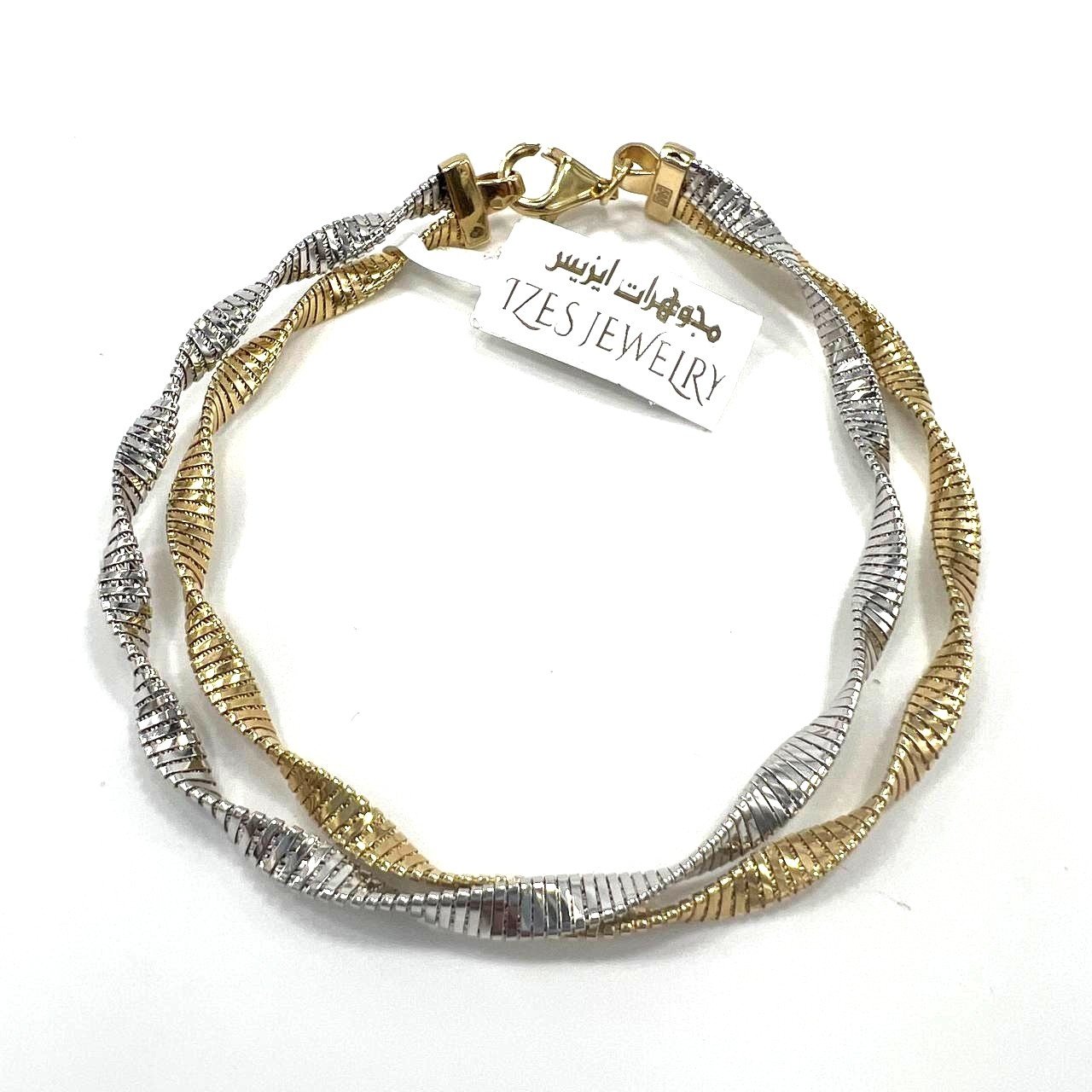 new design Beautiful and elegant 14K yellow and white gold twisted bracelet