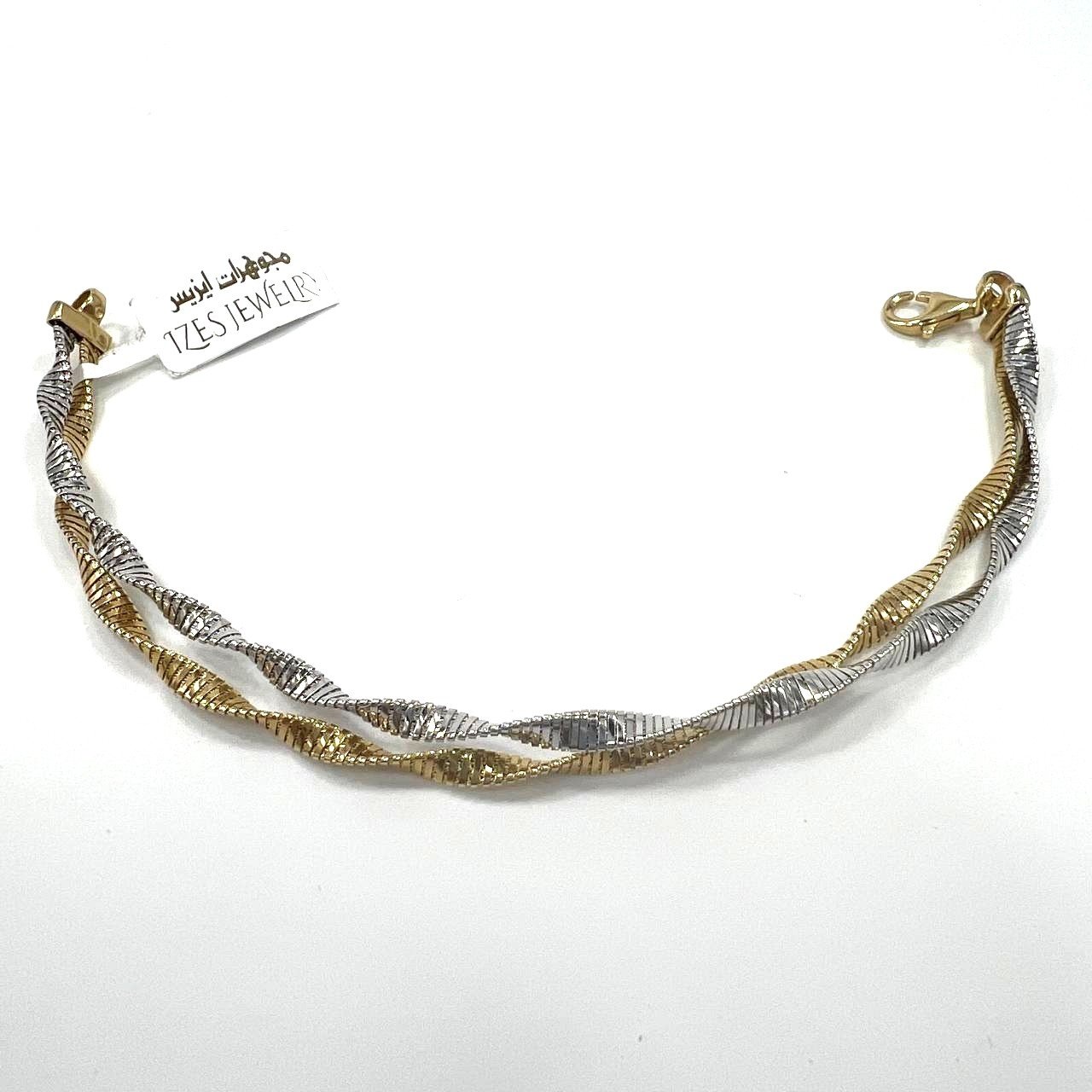 new design Beautiful and elegant 14K yellow and white gold twisted bracelet - Image 2
