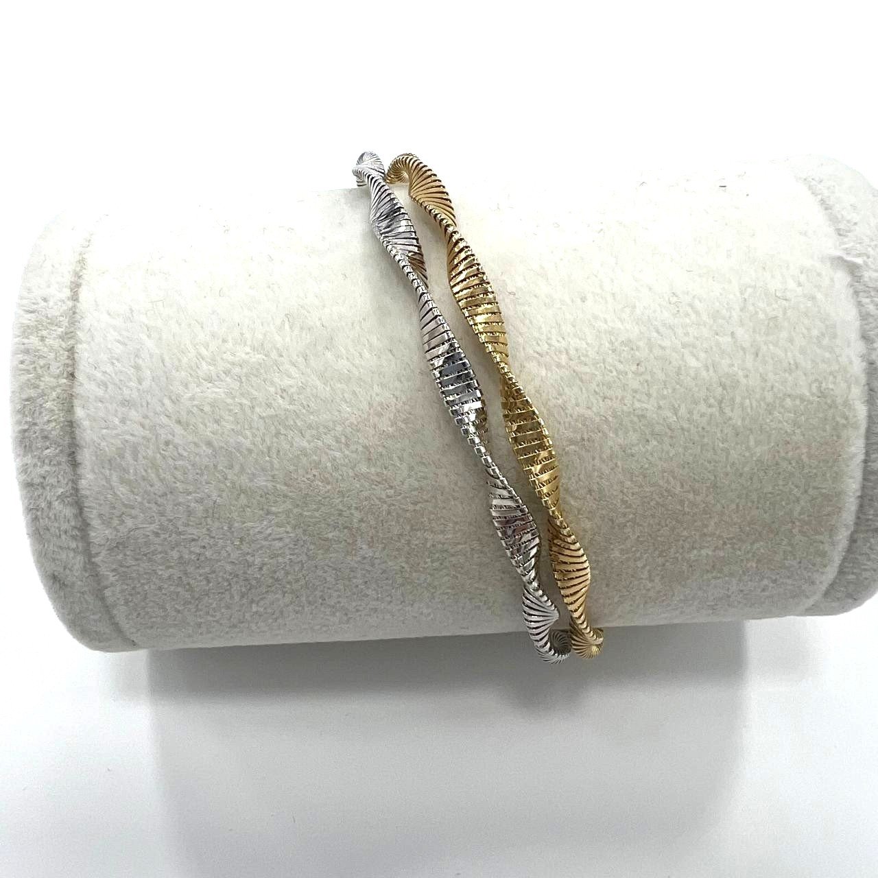 new design Beautiful and elegant 14K yellow and white gold twisted bracelet - Image 3