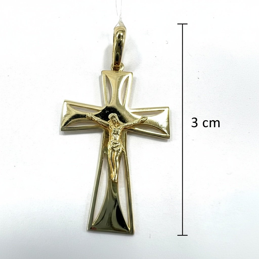 14K Yellow Gold Crucifix Pendant - Modern Jesus Cross Christian Faith Charm Gift - Image 5