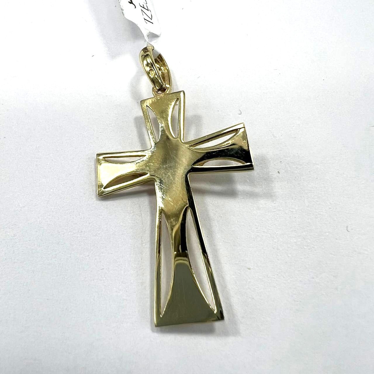 14K Yellow Gold Crucifix Pendant - Modern Jesus Cross Christian Faith Charm Gift - Image 9