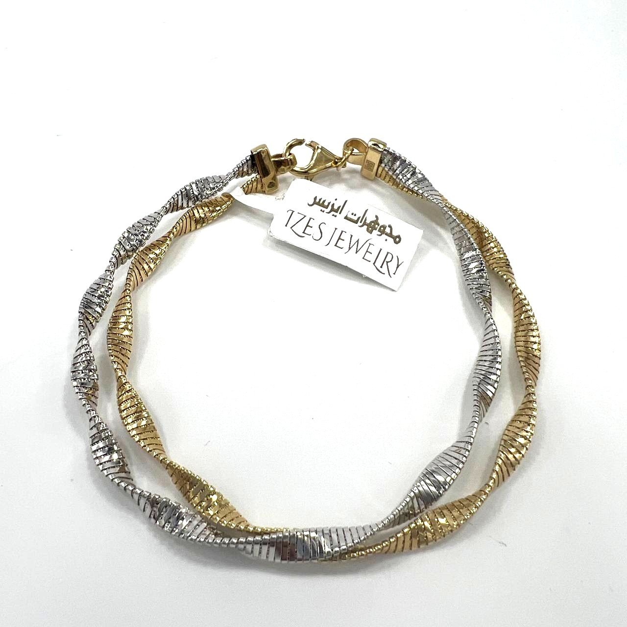 new design Beautiful and elegant 14K yellow and white gold twisted bracelet - Image 4