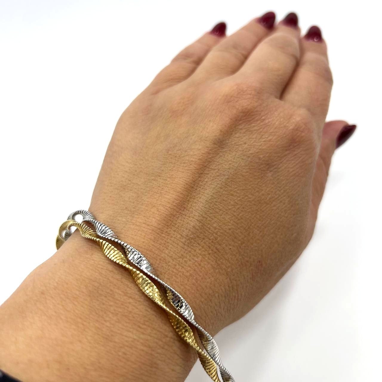 new design Beautiful and elegant 14K yellow and white gold twisted bracelet - Image 6