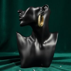 14K Yellow Gold Textured Oval Drop Dangle Earrings Women's Fine Jewelry Diamond Cut