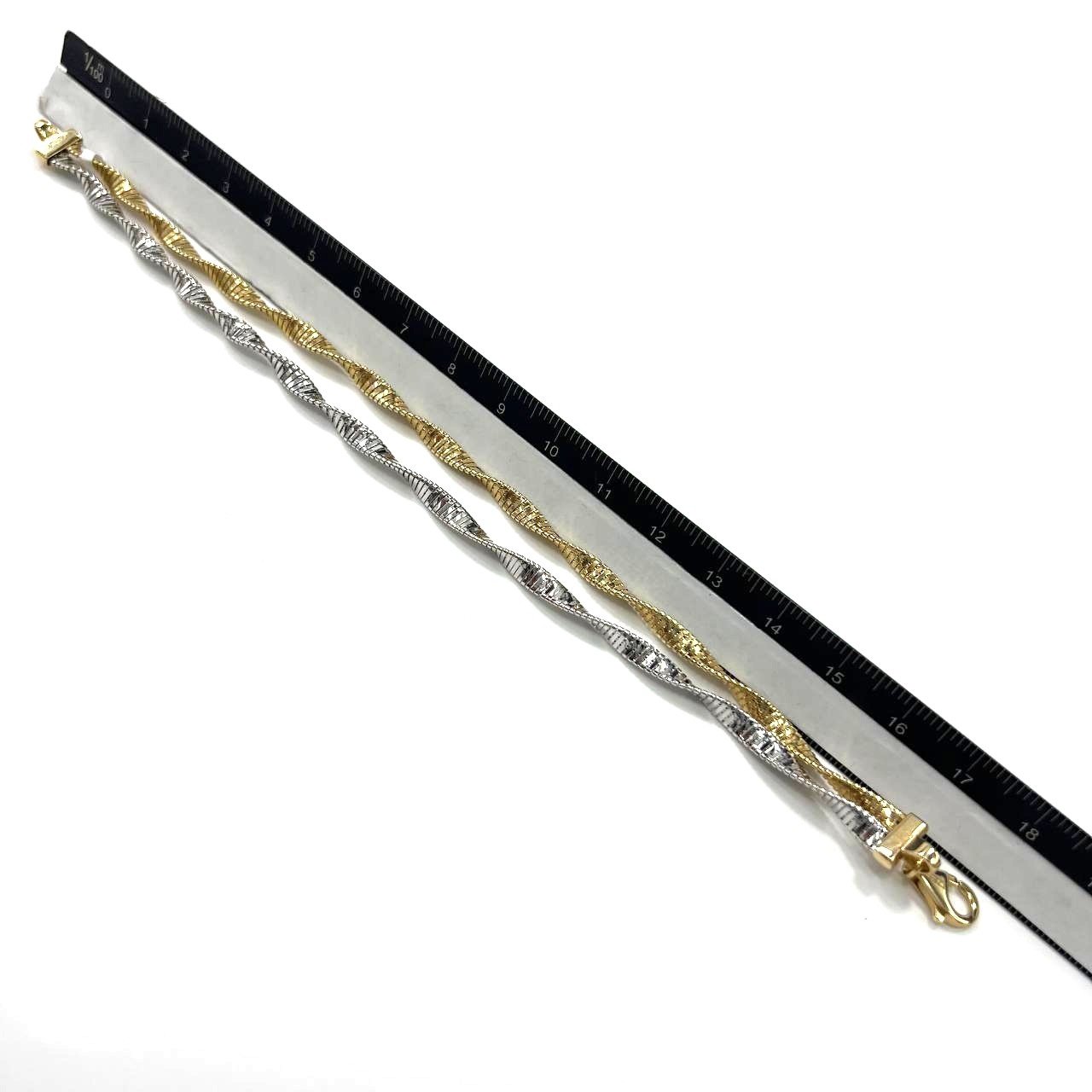 new design Beautiful and elegant 14K yellow and white gold twisted bracelet - Image 8