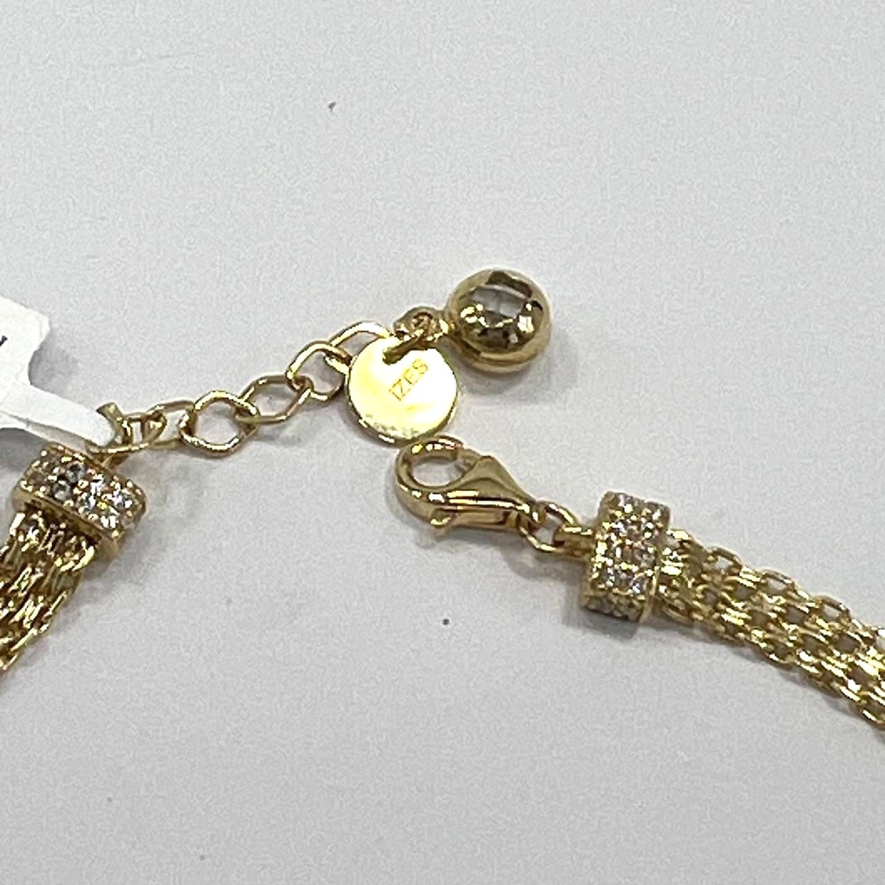 Izes Jewelry 14K Yellow Gold Triple Layer Charm Bracelet | Zircon Pave Heart Star Starfish Women's Fine - Image 6